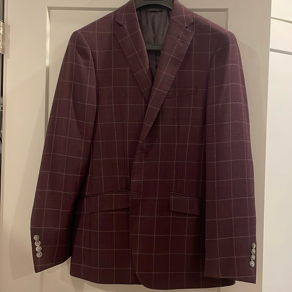 Psycho Bunny Men's Purple Big & Tall Washed Windowpane Sport Coat NEW